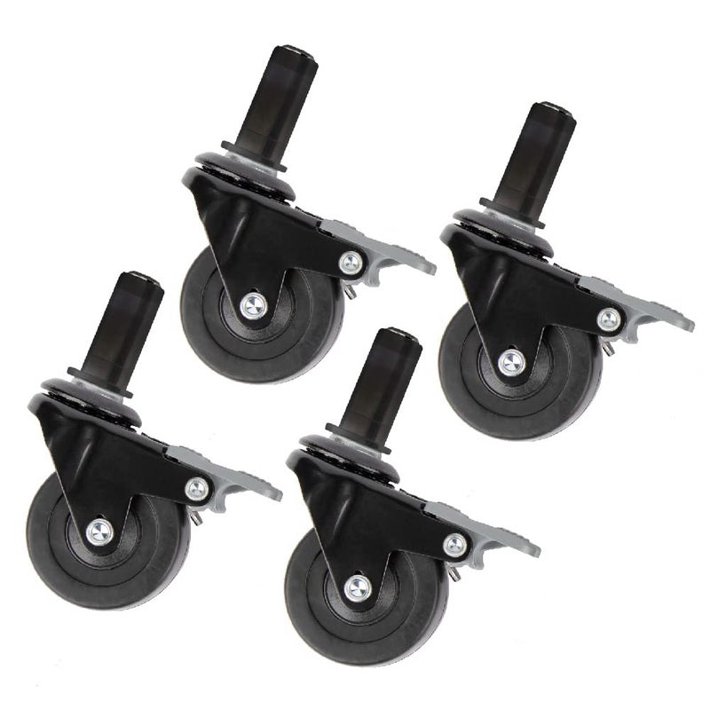 PIPE DECOR Swivel Caster Wheels for ½” Pipe (4-Pack), Casters for Pipe Legs with Locking Mechanism - Image 1